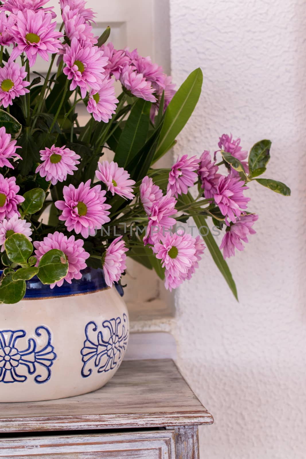 View of a beautiful Pink flower vase as home decoration.