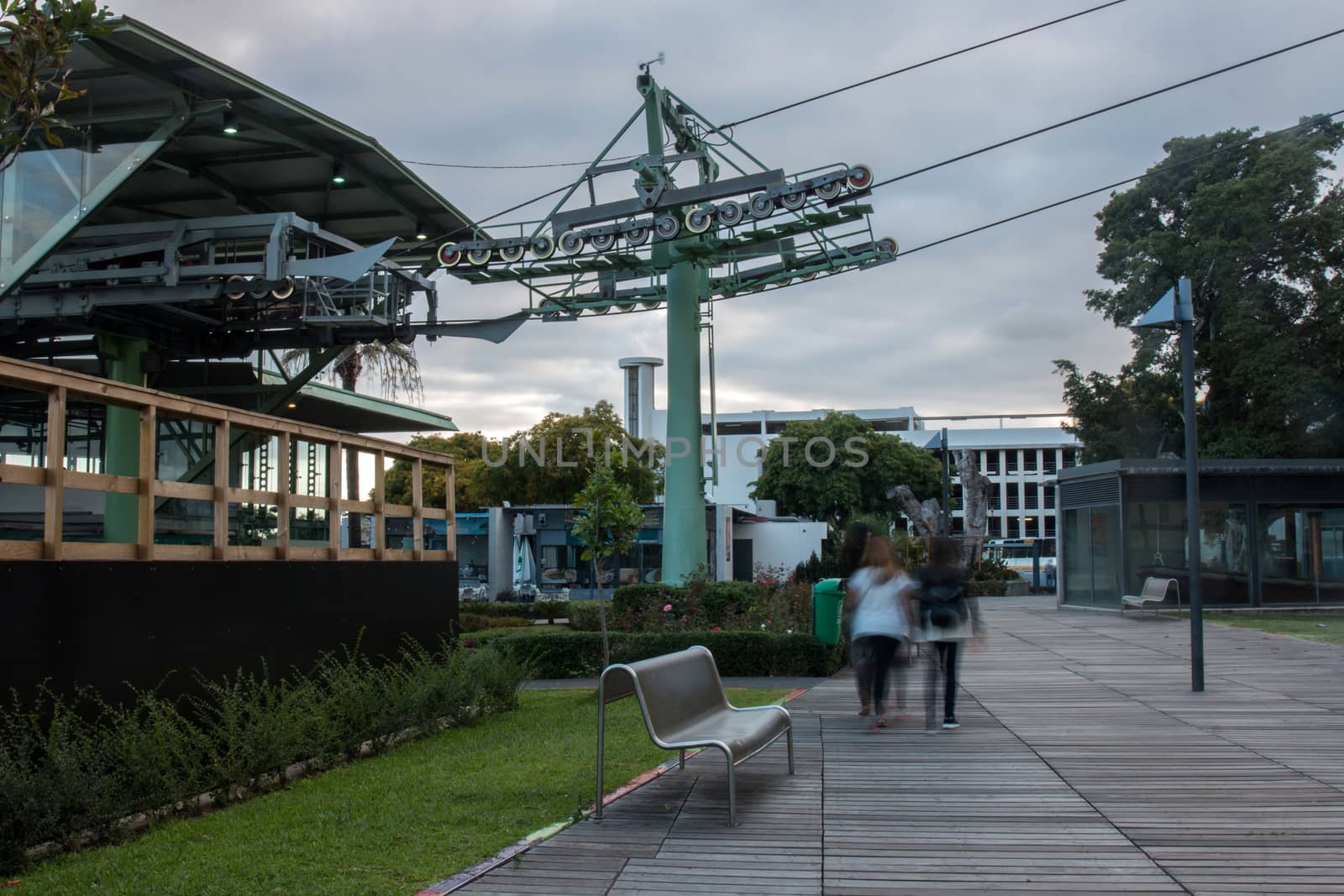 View of the Aerial lift mechanisms in Funchal city