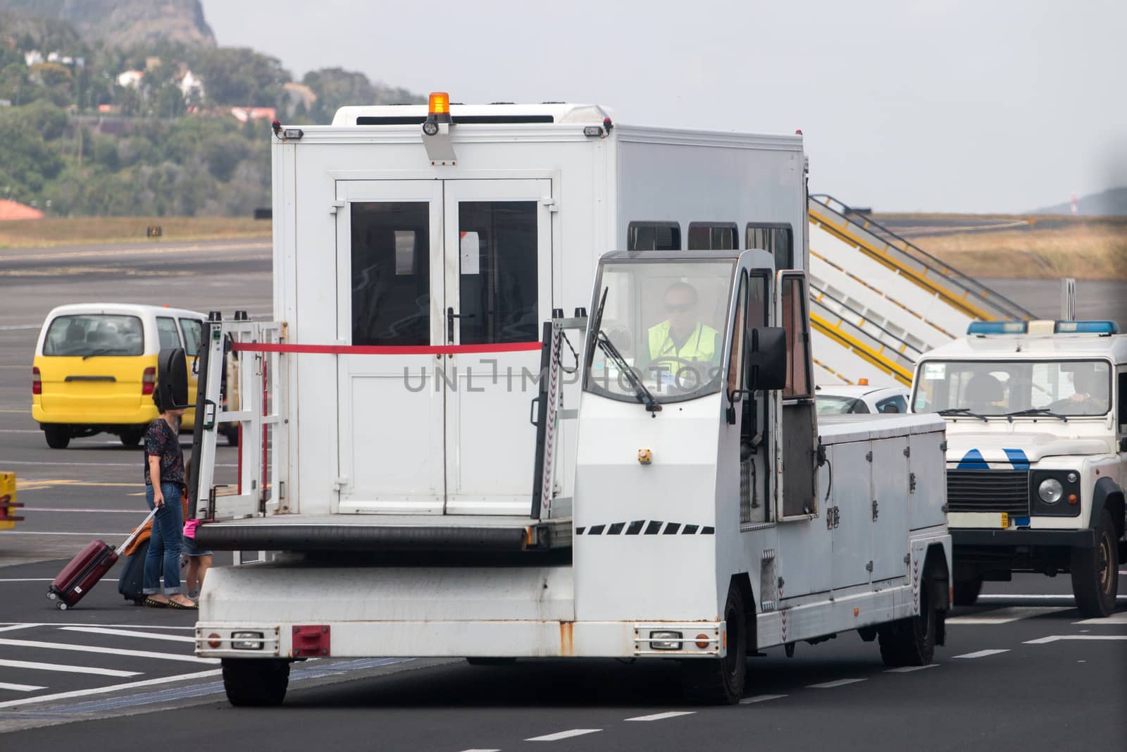 View of a special transport vehicle on a airport.