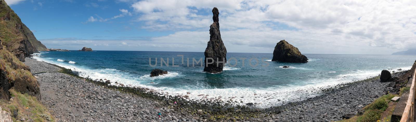 Volcanic rocky formations in Ribeira da Janela, Madeira Island, Portugal.