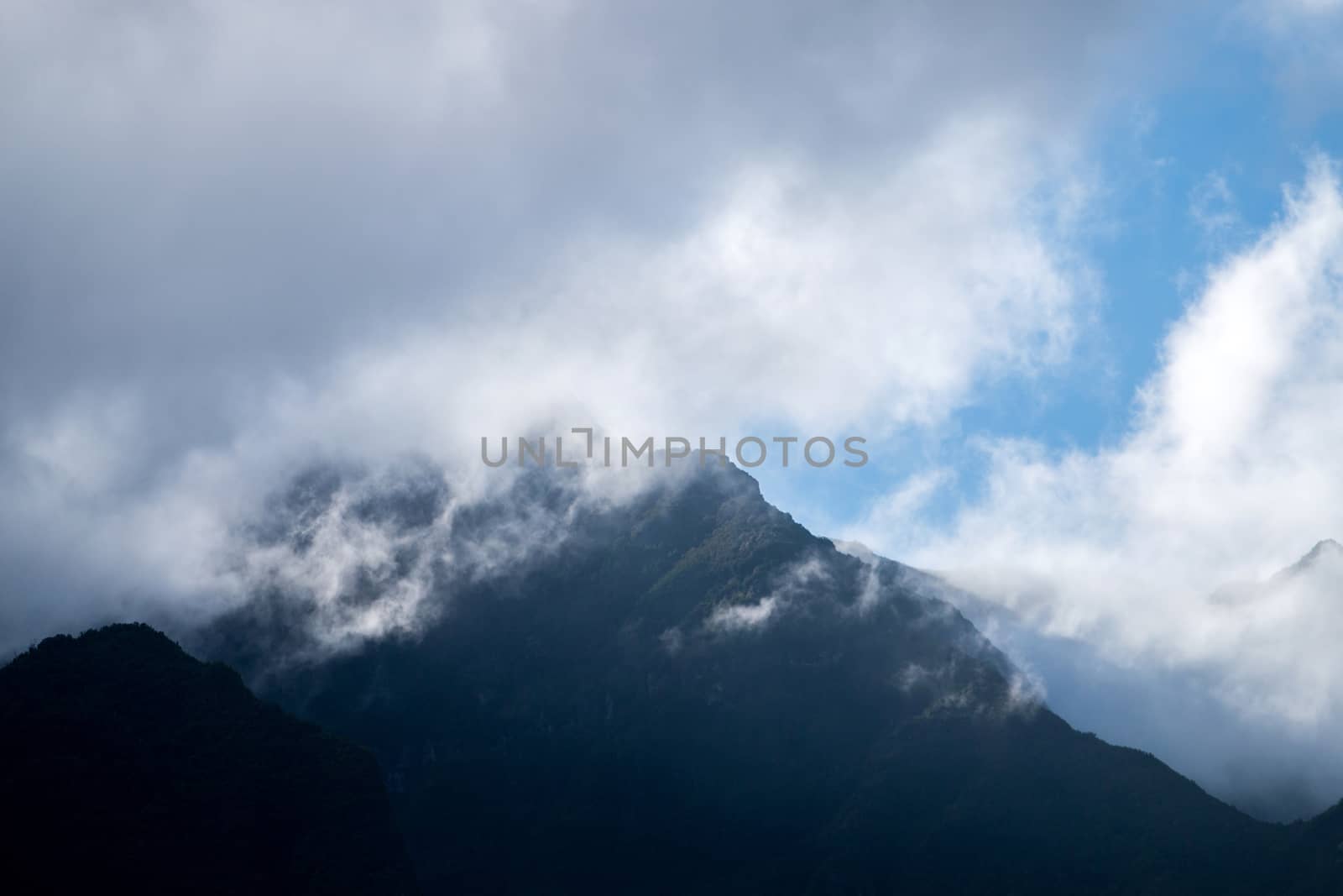 Wide view of the typical Mountain landscapes of Madeira Island, Portugal.