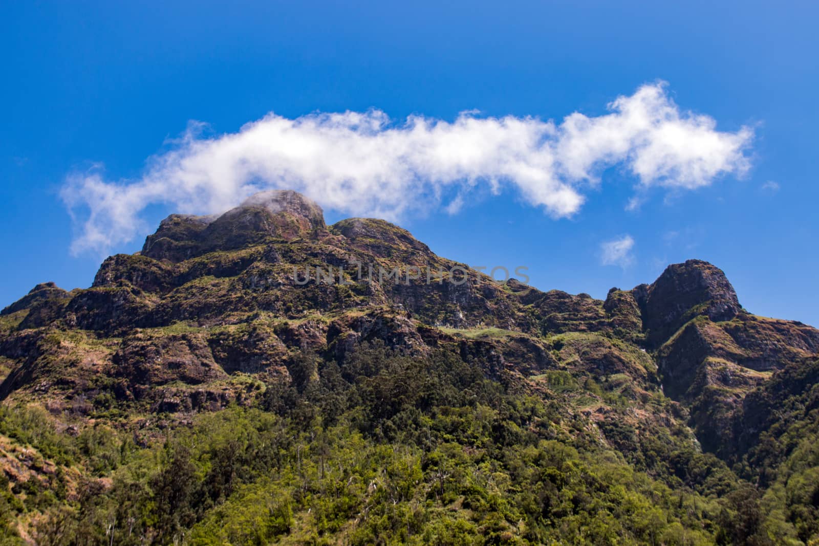 Wide view of the typical Mountain landscapes of Madeira Island, Portugal.