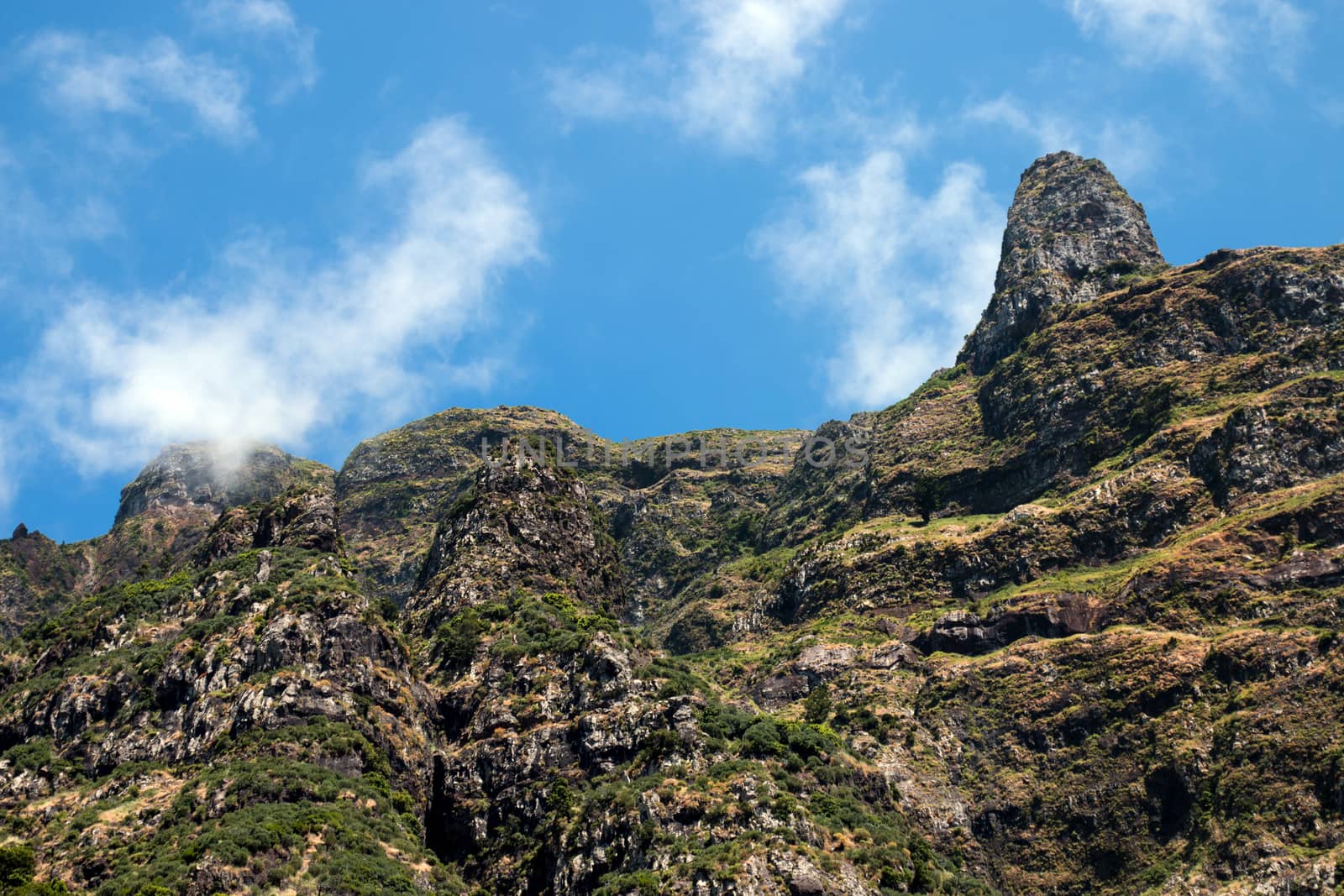 Wide view of the typical Mountain landscapes of Madeira Island, Portugal.