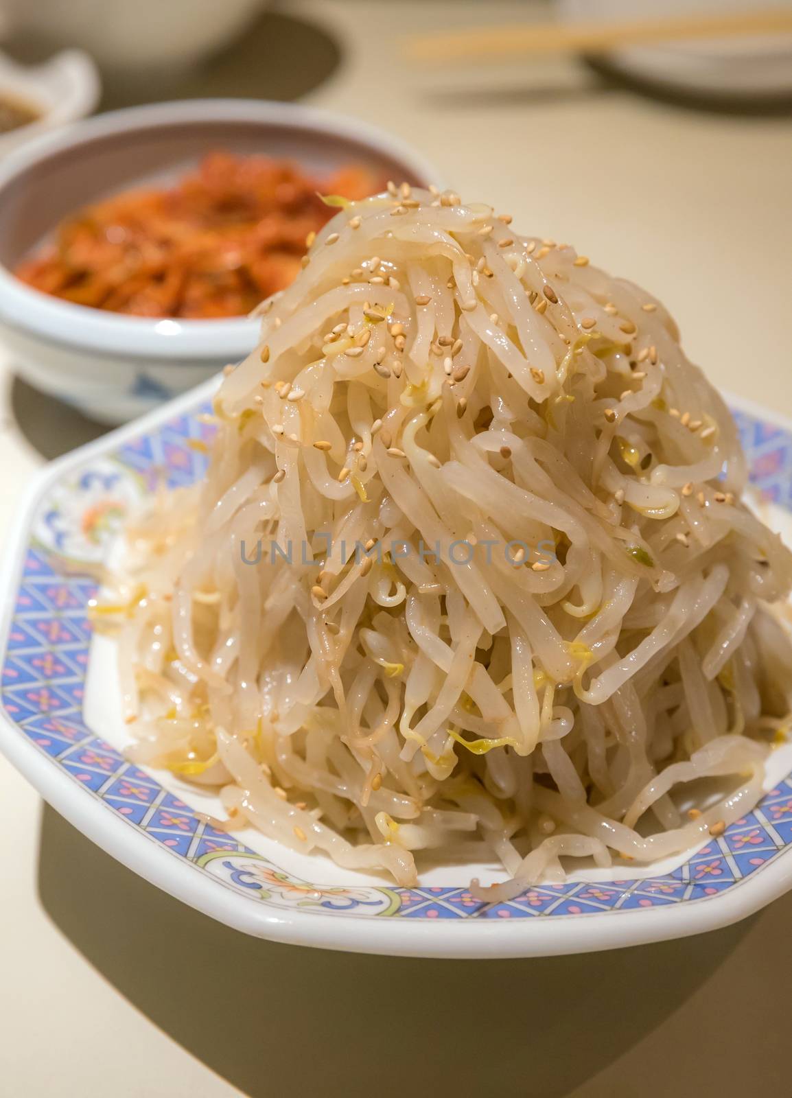 Korean Salad bean sprouts kimchi cuisine