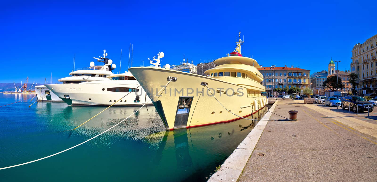 City of Rijeka yachting waterfront panoramic view, Kvarner bay of Croatia