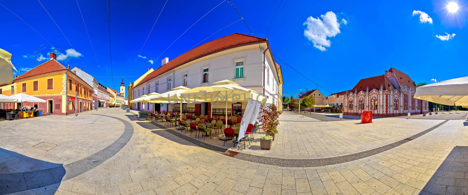 Town of Cakovec square and landmarks panoramic view by xbrchx
