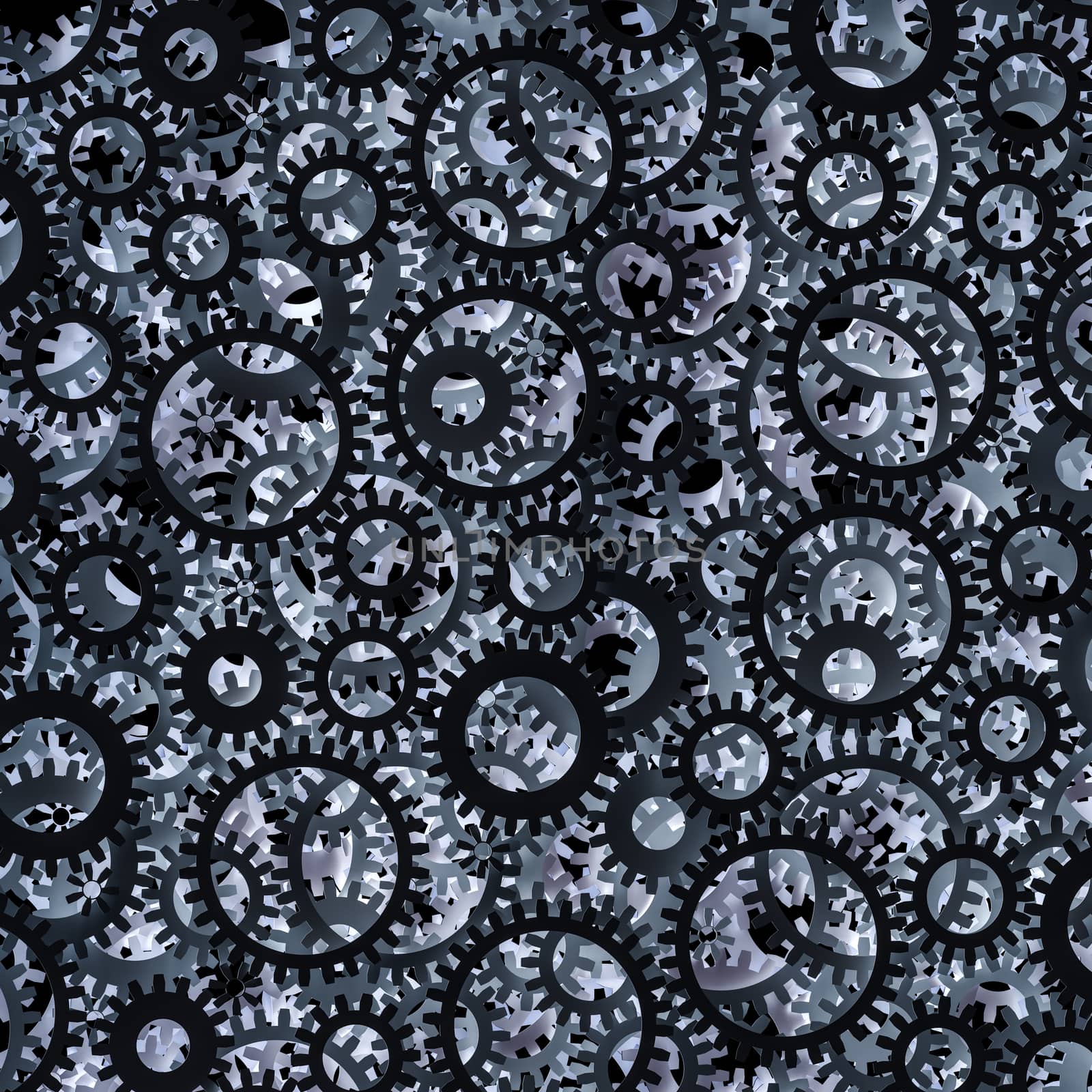 Gears and cogs. Black toned background by cherezoff