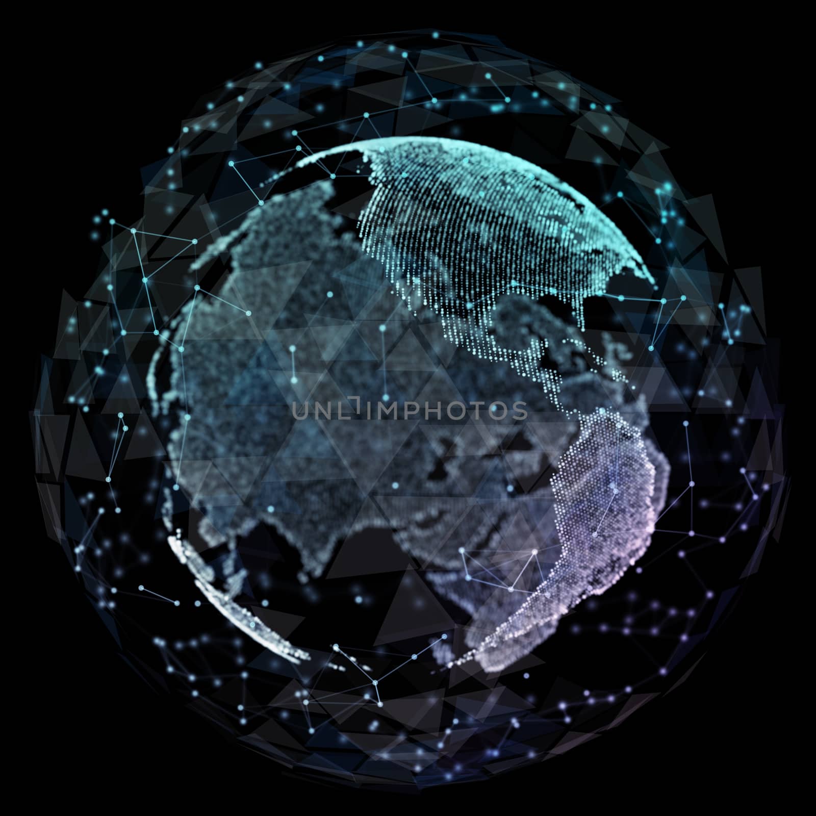 Abstract map of the global telecommunications network by Mirexon