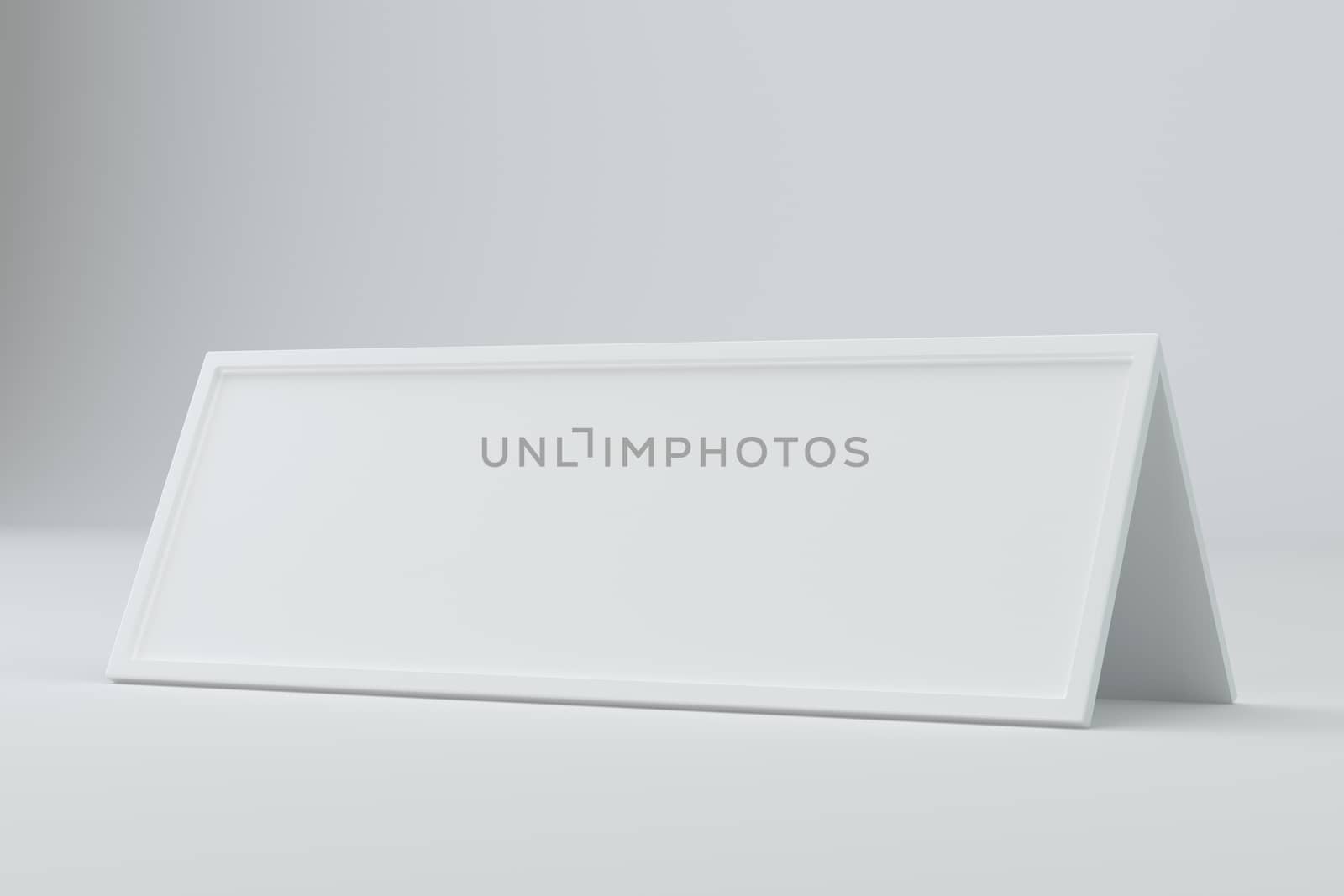 Blank table card, sign template. 3D rendering