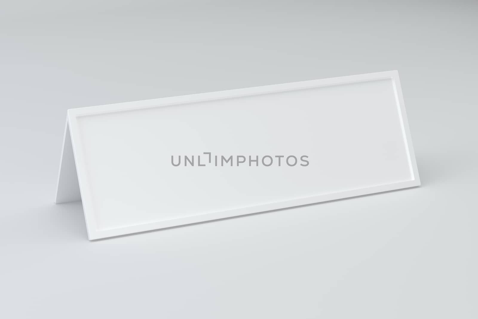 Blank white sign plate abstract with shadow. 3D rendering.