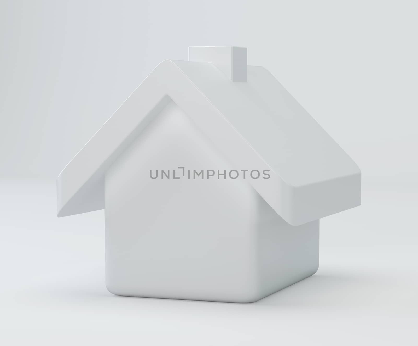 White house on gray background. Icon 3d rendering.