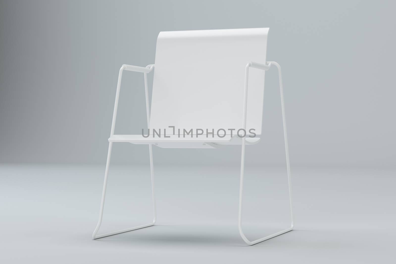 White office chair in studio. 3d rendering