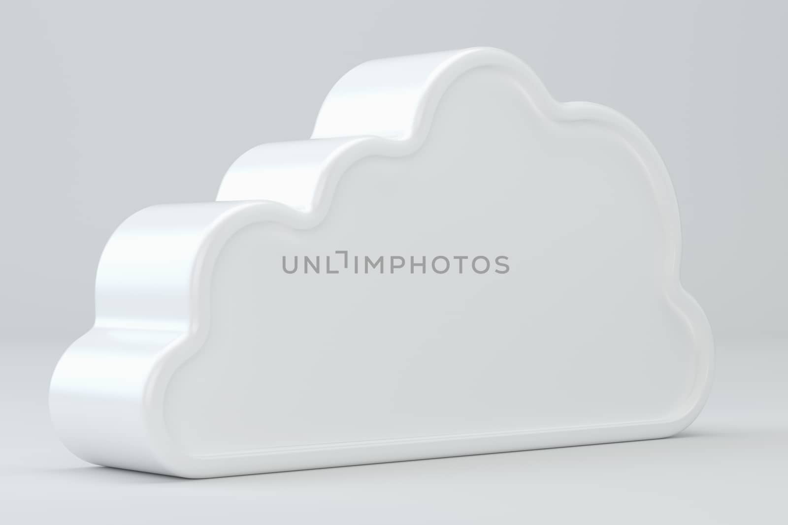 White cloud icon. 3d rendering on studio background