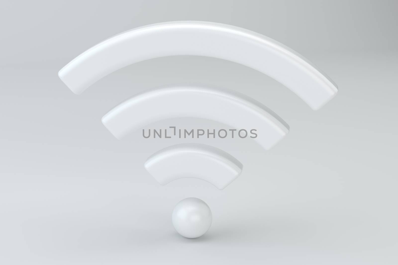 Wi Fi Wireless Network Symbol, 3d rendering on studio background. by Mirexon