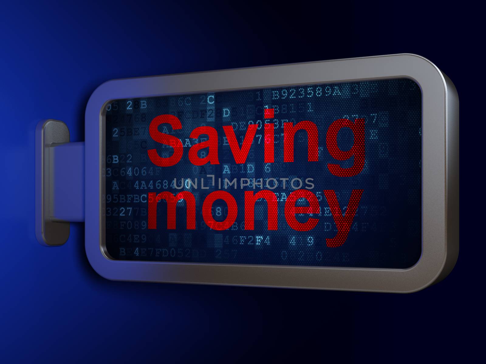 Business concept: Saving Money on advertising billboard background, 3D rendering