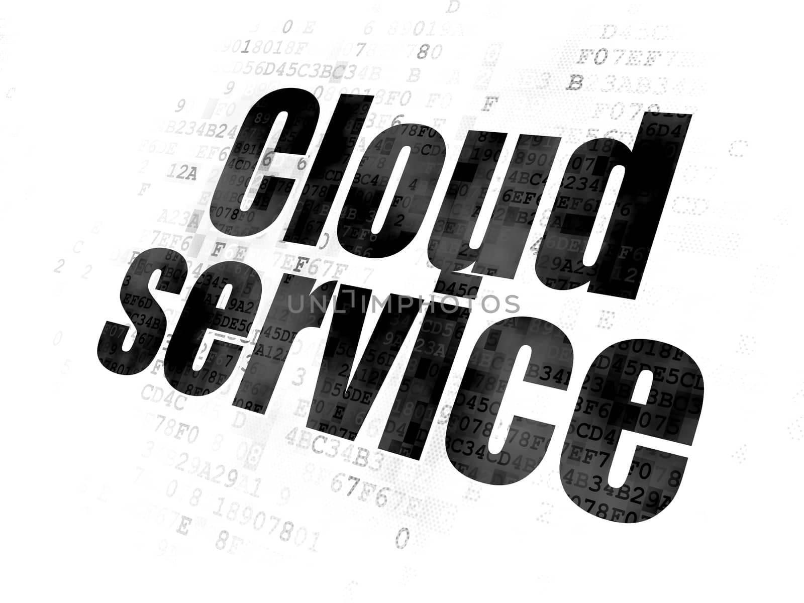 Cloud networking concept: Pixelated black text Cloud Service on Digital background