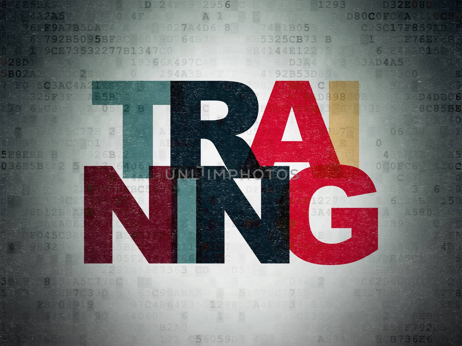 Education concept: Painted multicolor text Training on Digital Data Paper background