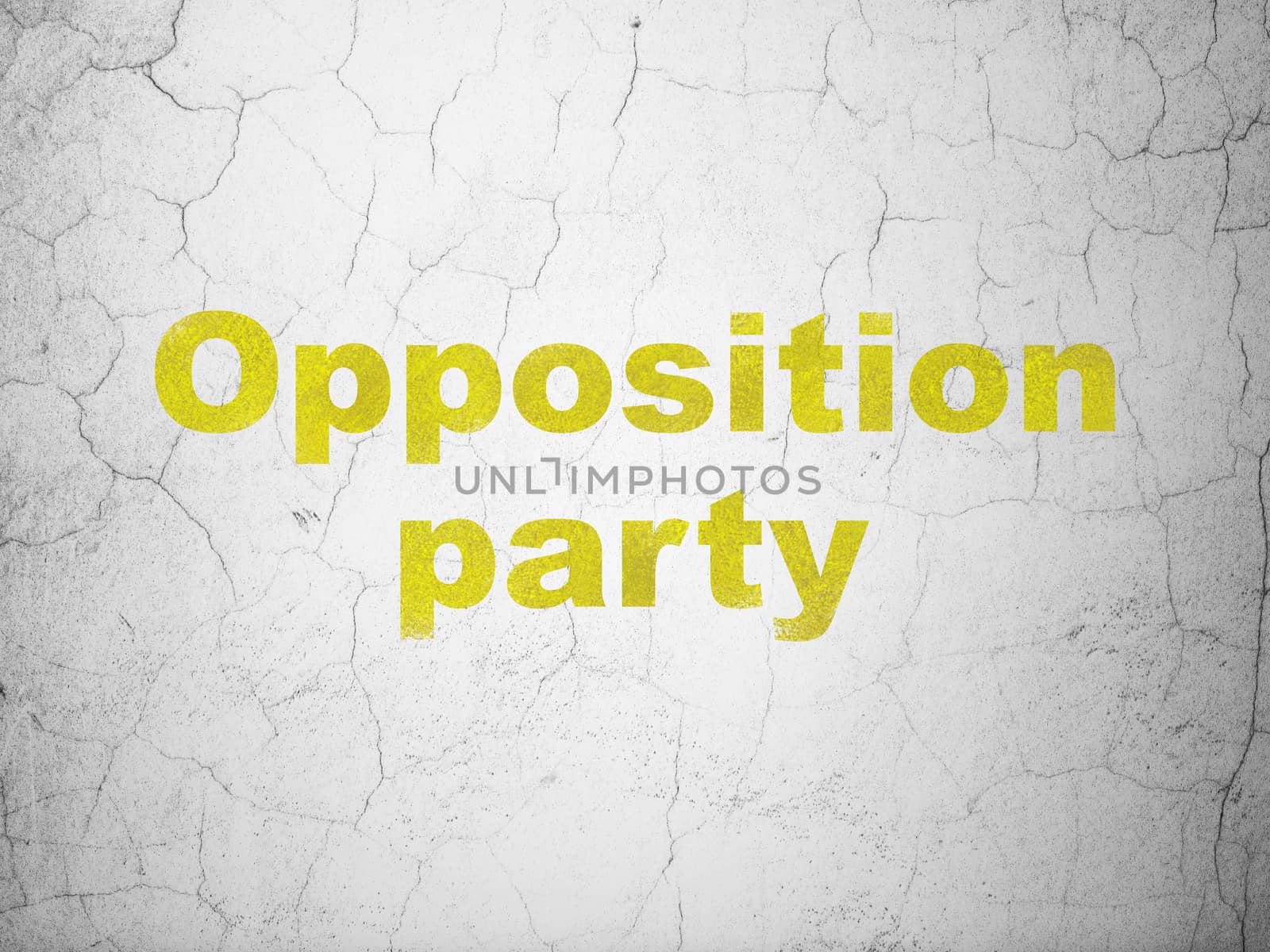 Politics concept: Yellow Opposition Party on textured concrete wall background
