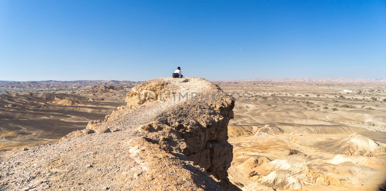 Man in a desert landscape of Israel by javax