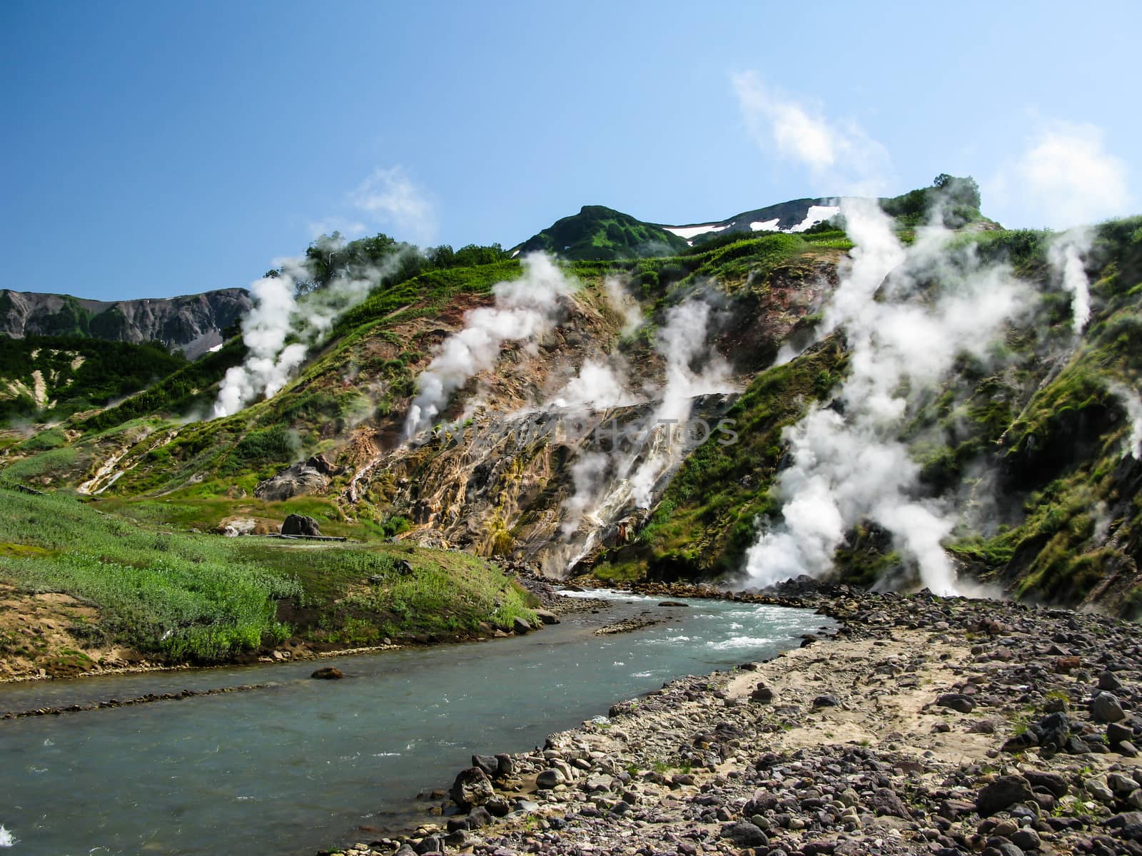 Panorama of Geysers Valley in Kamchatka peninsula Russia by homocosmicos