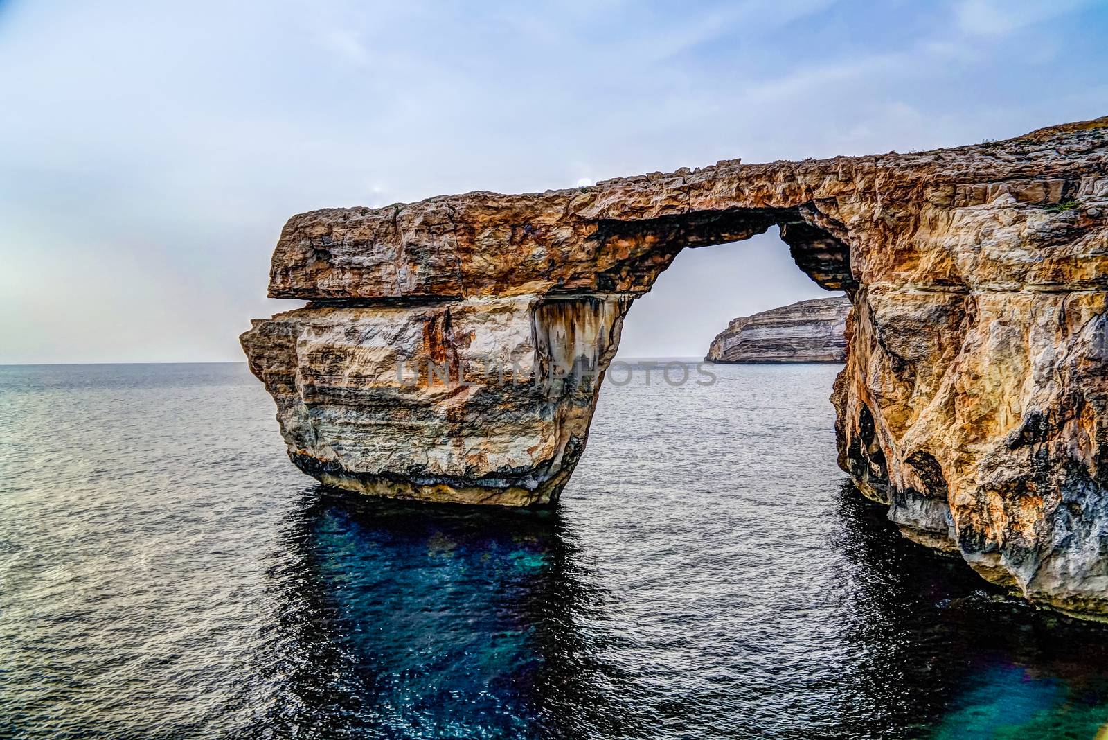 Sea view to Azure window natural arch, Gozo island Malta by homocosmicos