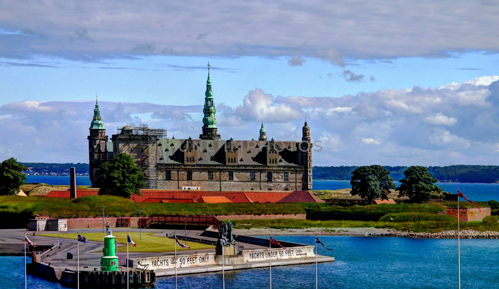 Sea panorama of Kronborg castle in Helsingor, Denmark