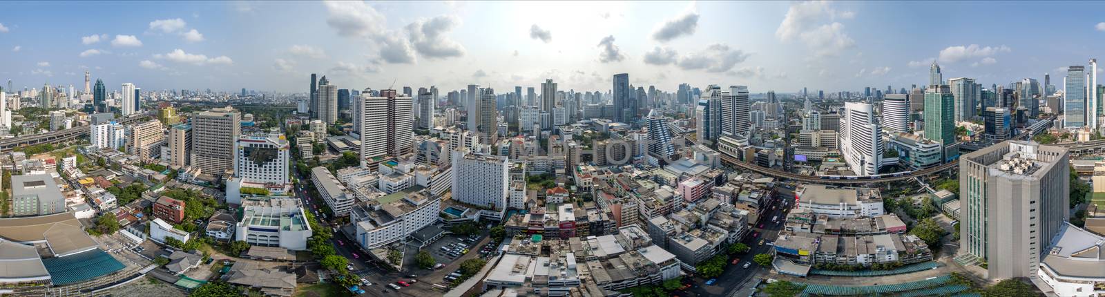 Bangkok City 360° panorama, Nana and Sukhumvit Road Aerial Photography