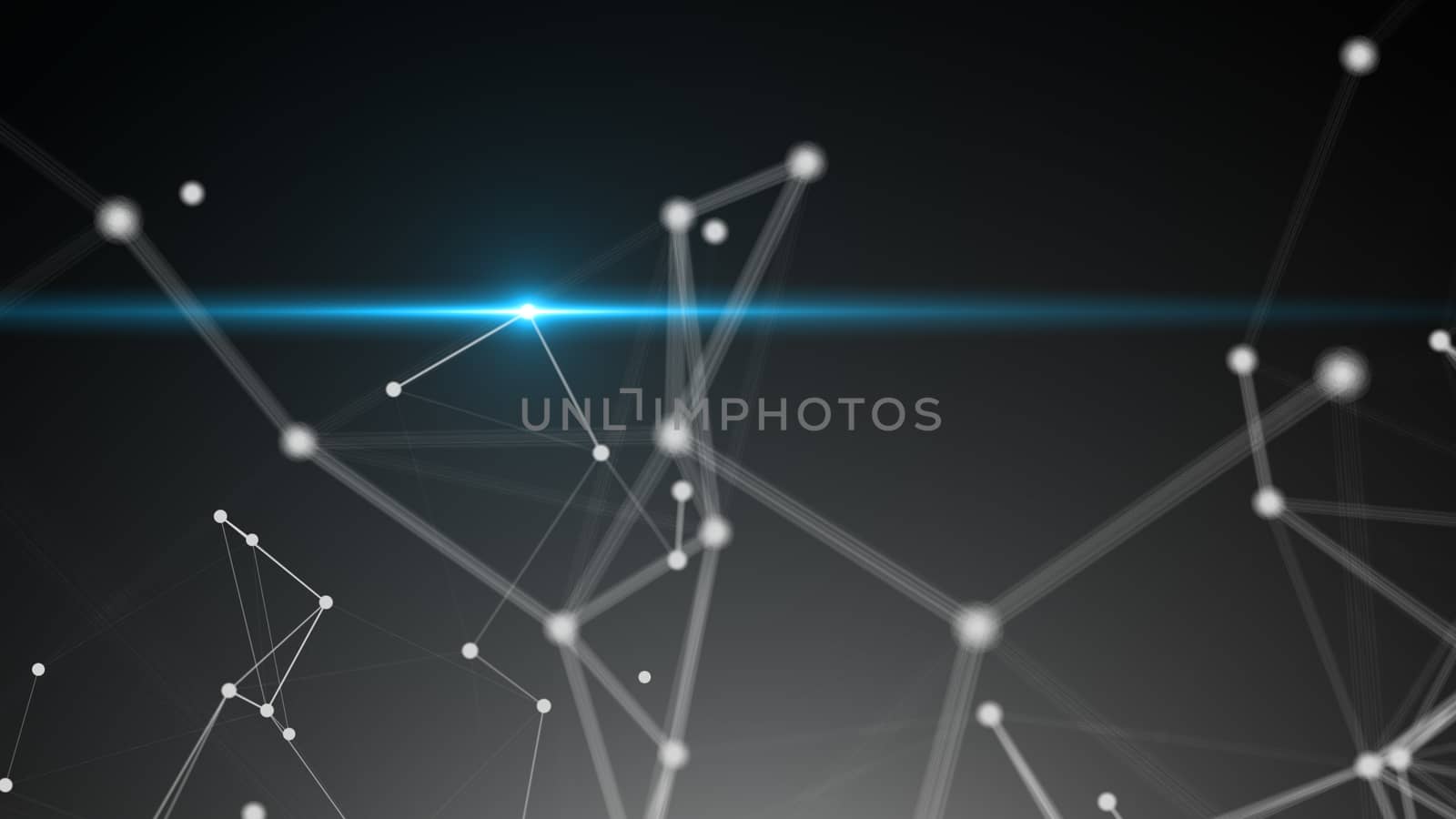 Abstract connection dots with flare. Technology background. Digital illustration. Network concept 3d rendered
