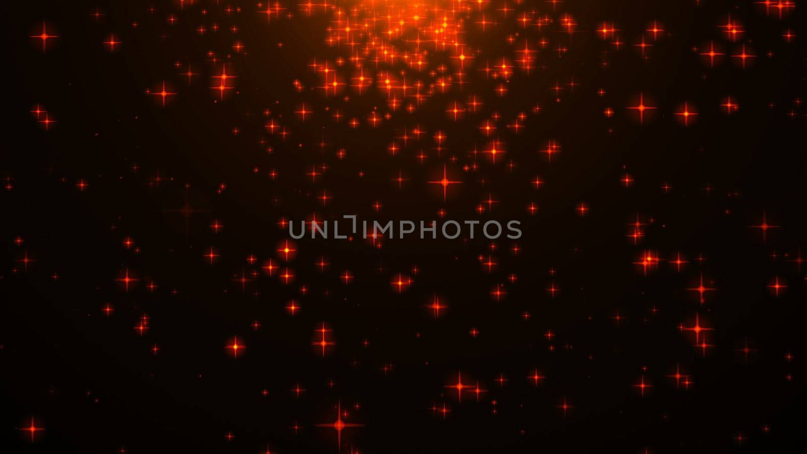 Abstract background with celebration stars. Orange theme. 3d rendering