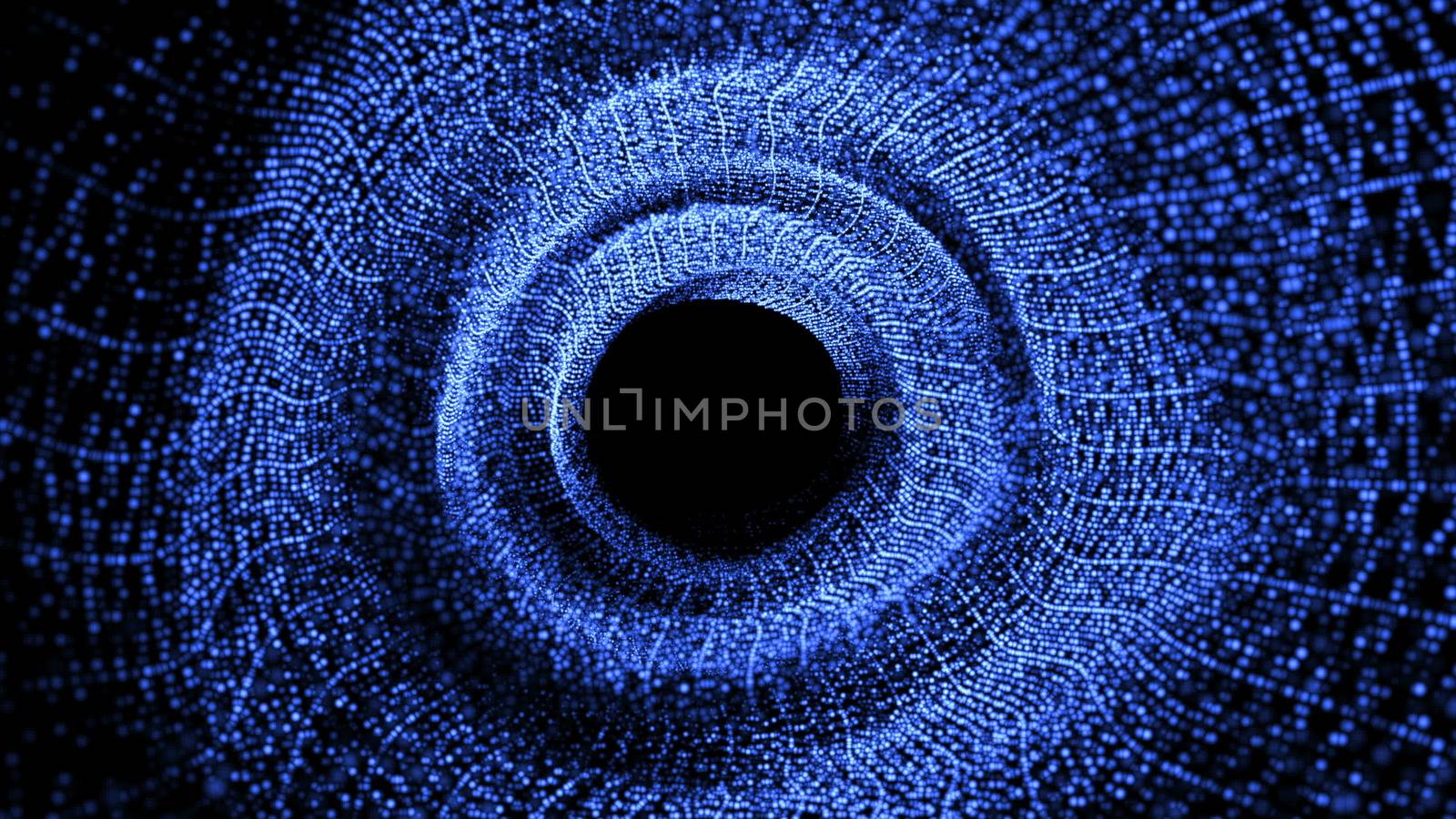 Abstract background with particles tunnel. 3d rendering