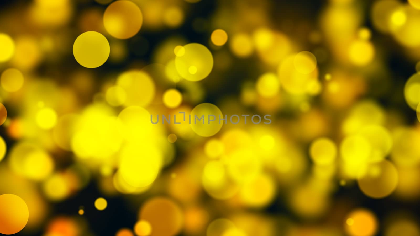 Abstract gold bokeh with black background. 3d rendering
