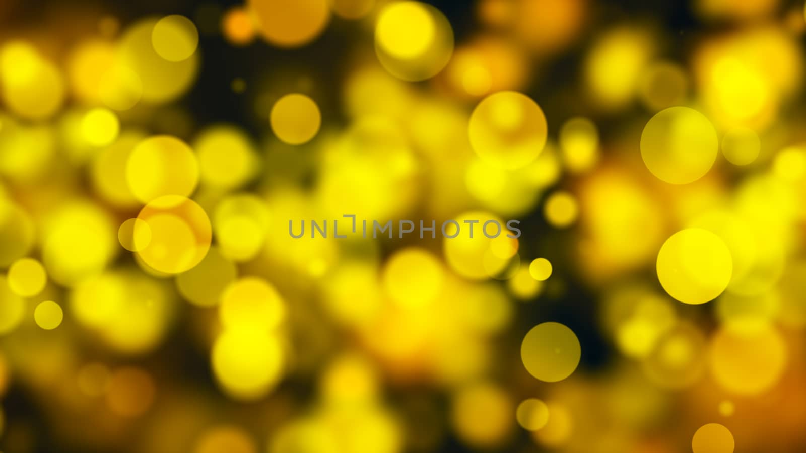 Abstract gold bokeh with black background. 3d rendering