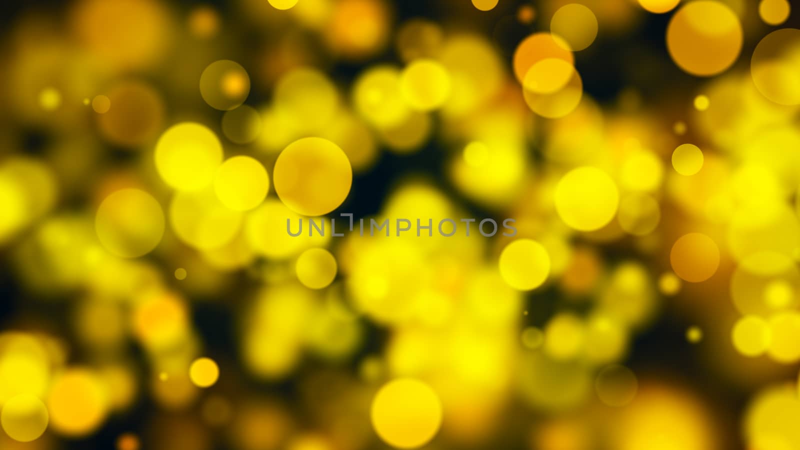 Abstract gold bokeh with black background. 3d rendering