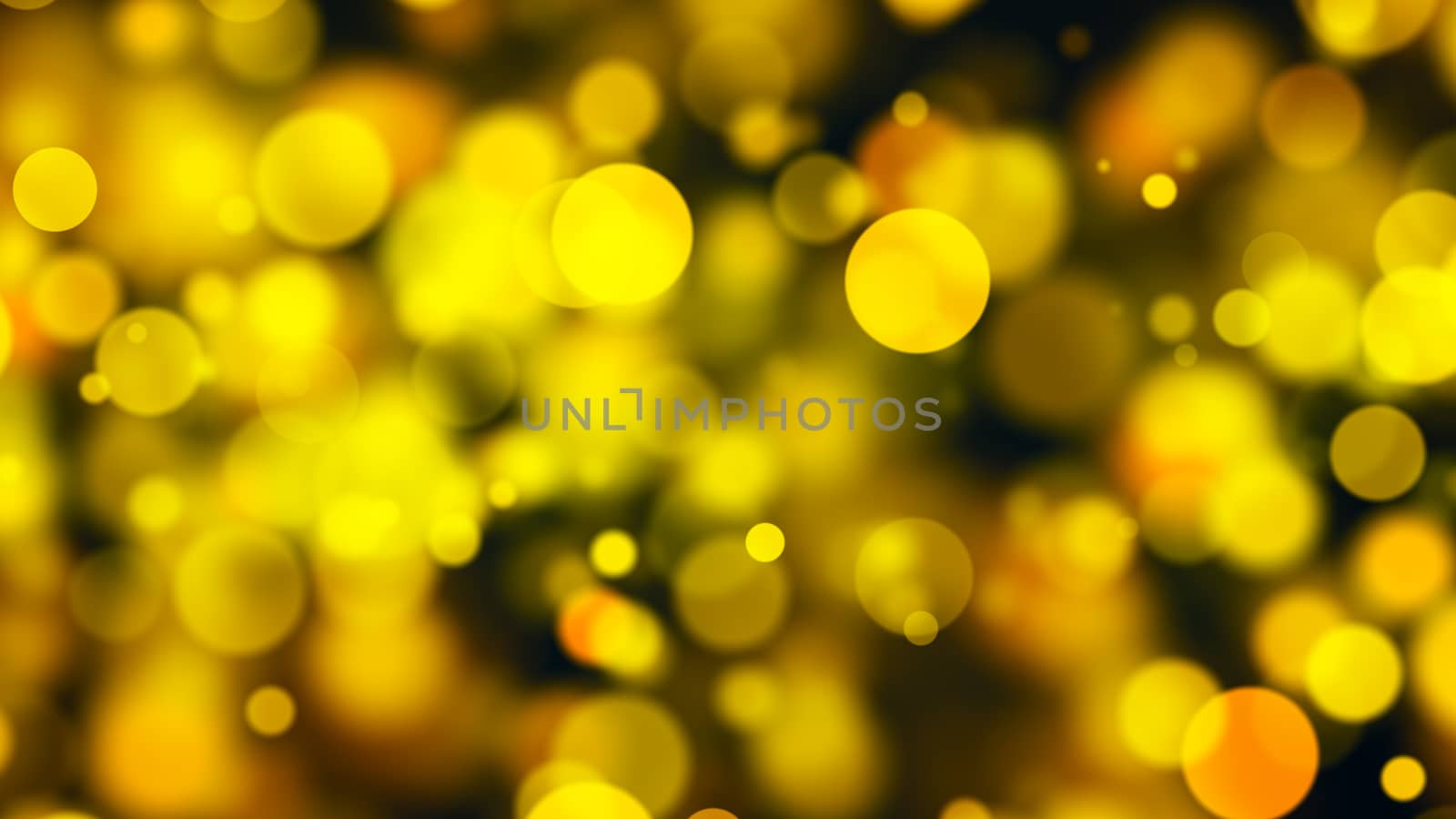 Abstract gold bokeh with black background. 3d rendering