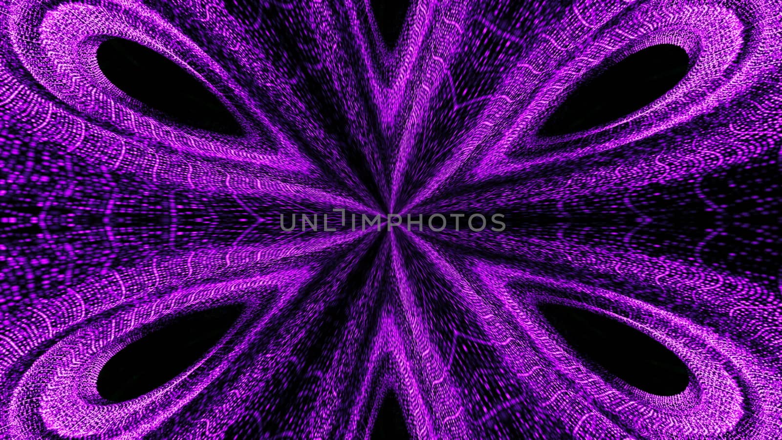 Abstract background of a kaleidoscope consisting of particles. Colorful 3d rendering backdrop