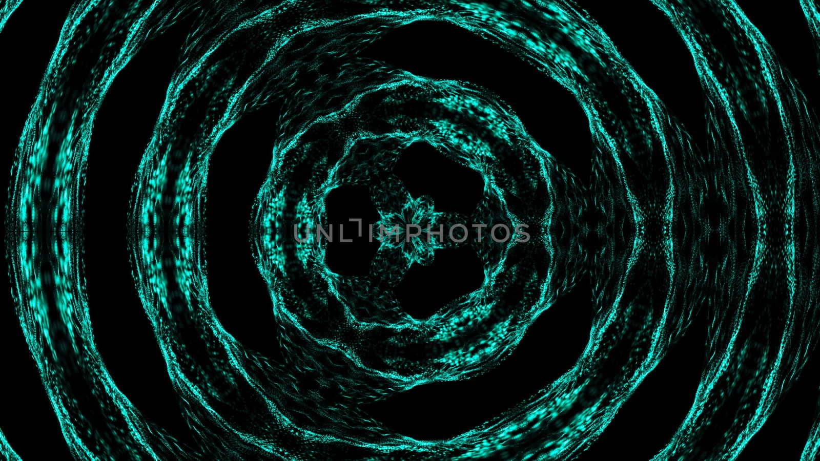 Abstract background of a kaleidoscope consisting of particles. Colorful 3d rendering backdrop