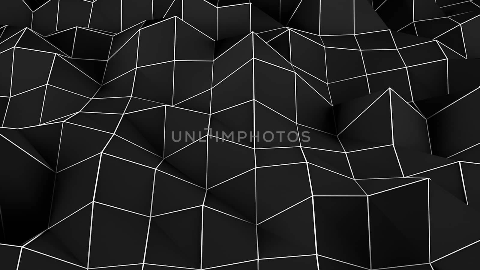 Black abstract polygonal background. Digital illustration. 3d rendering