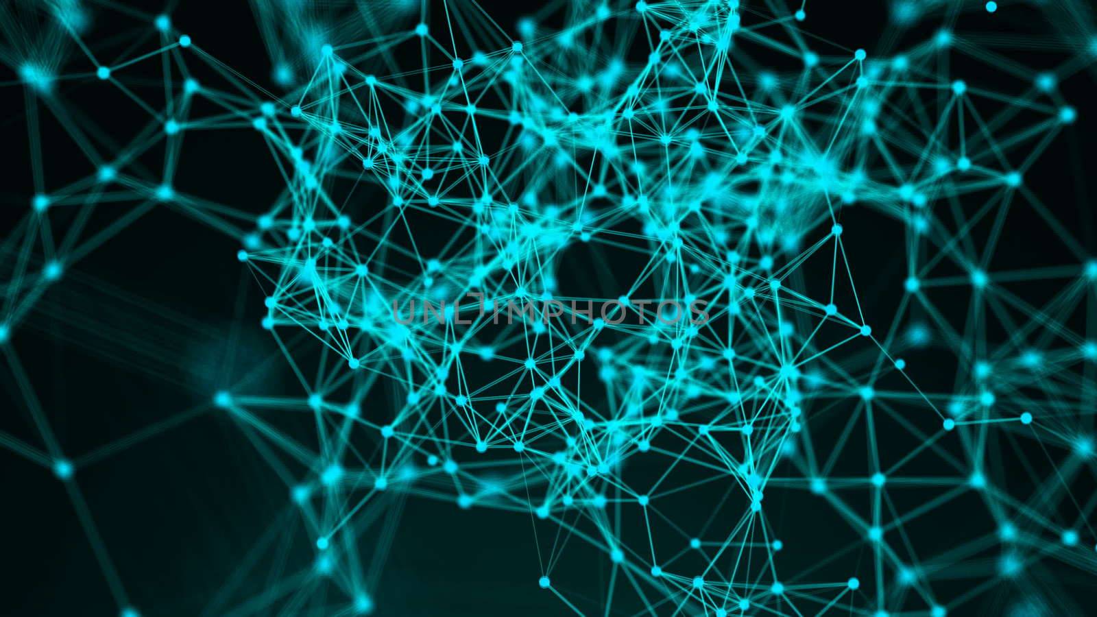 Abstract background with connection dots. 3d rendering