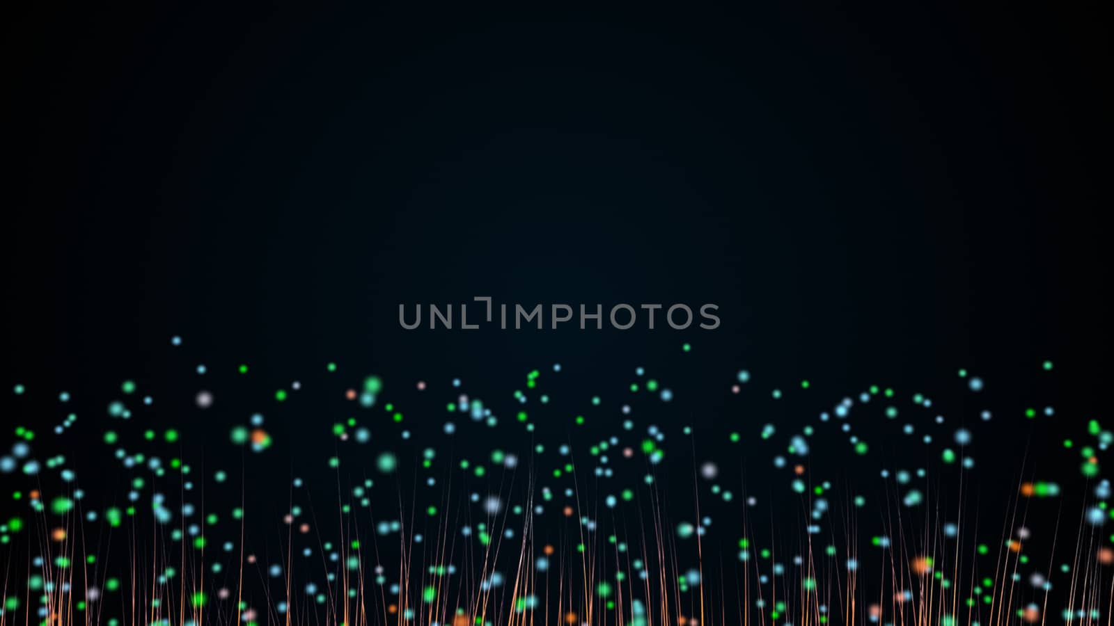 Abstract background with trail effect and particles. 3d rendering