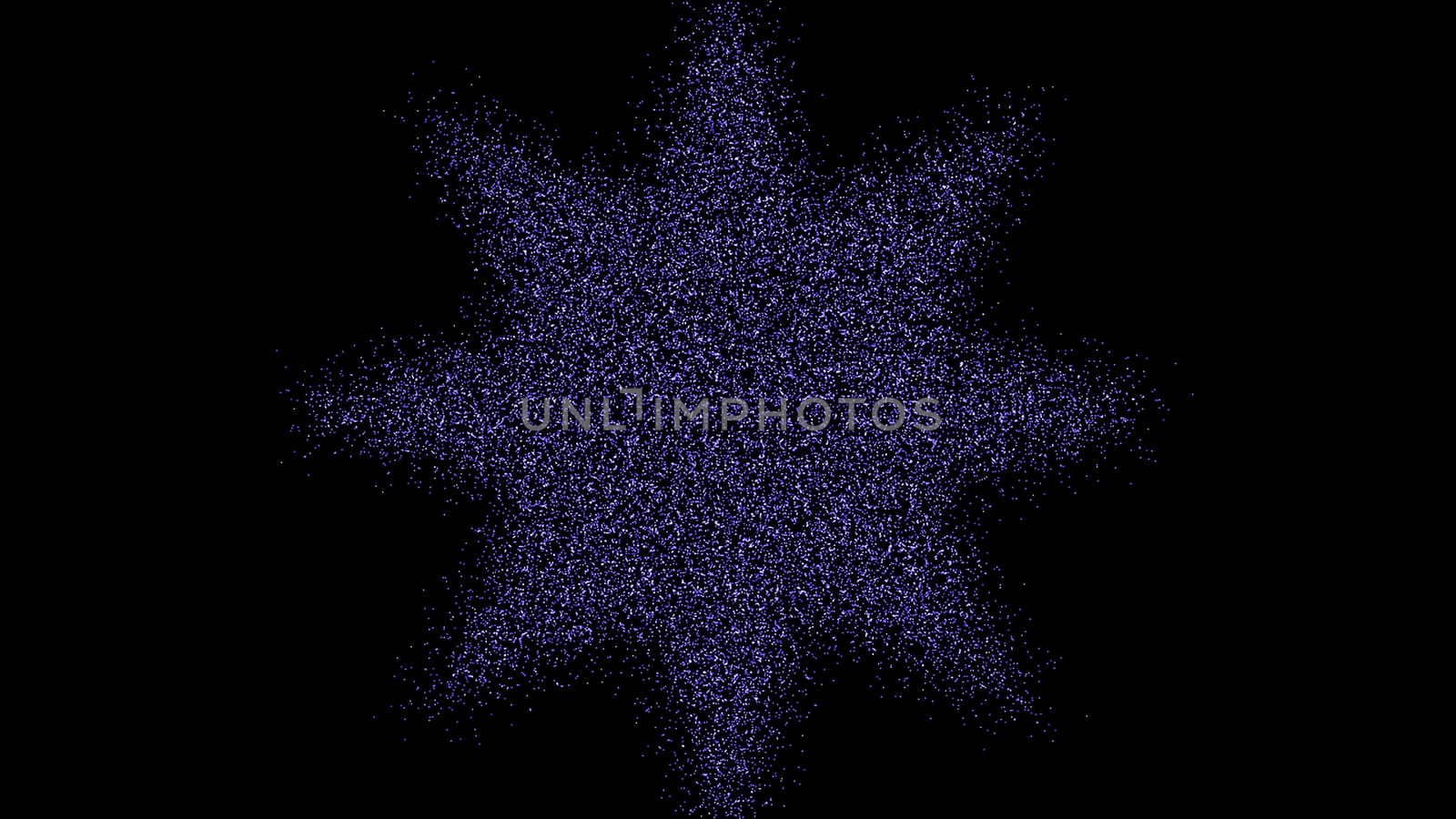 The formation of the star of the particles. Digital futuristic tunnel. 3d rendering