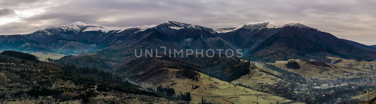 panorama of mountainous countryside in late autumn by Pellinni