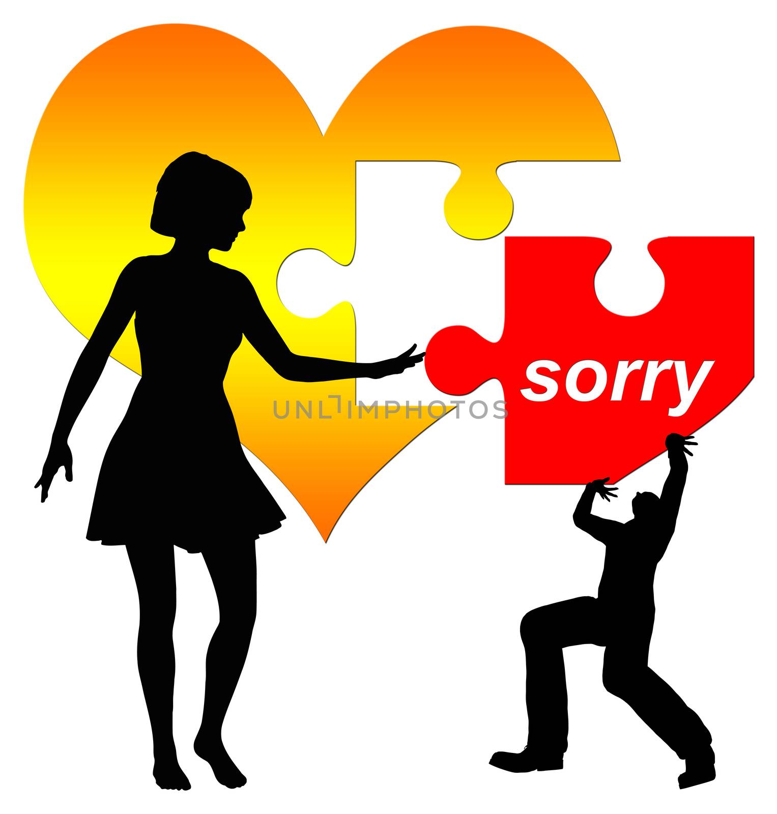 Man apologizes, woman hesitating to accept it