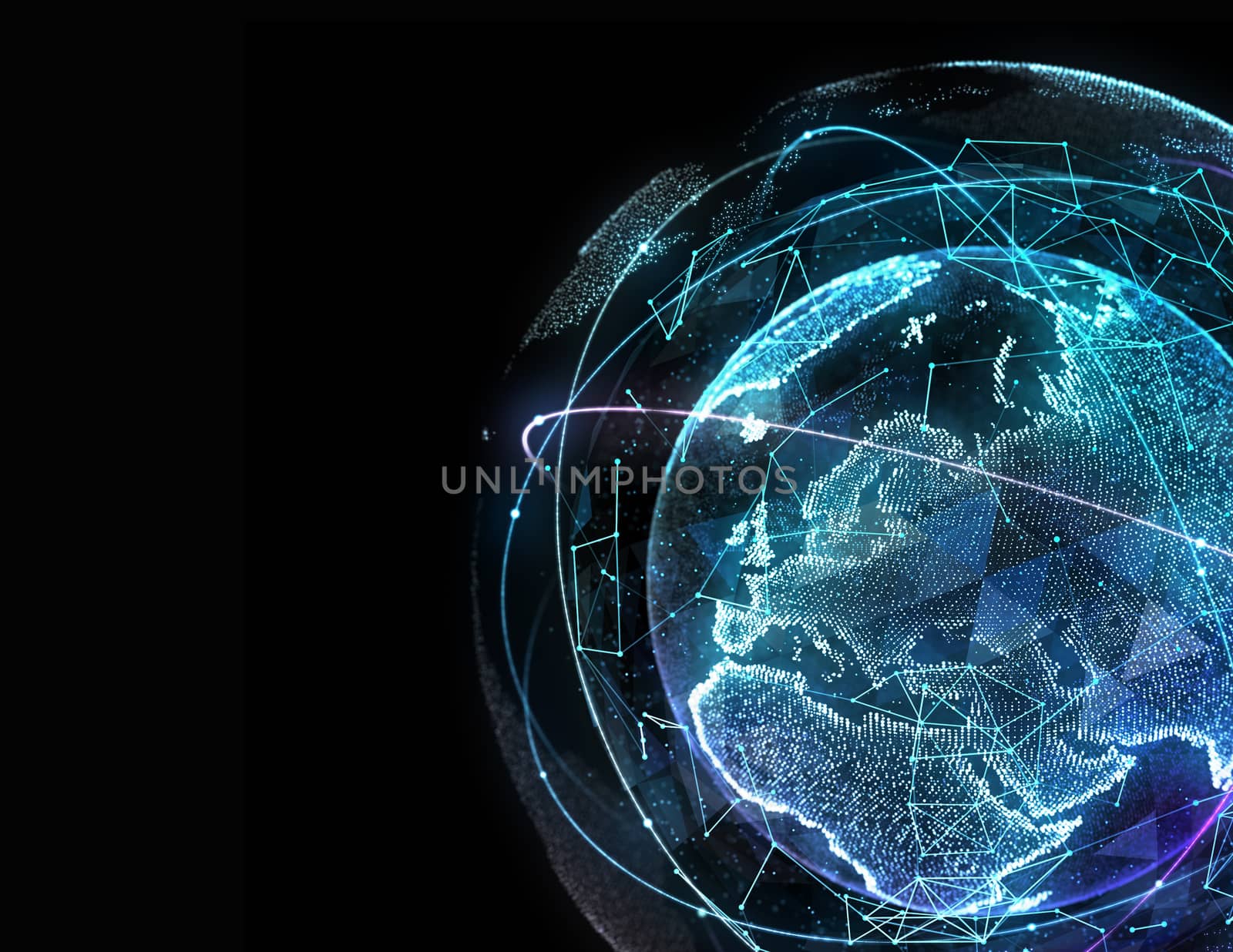 Digital design of a global network of Internet. 3d illustration