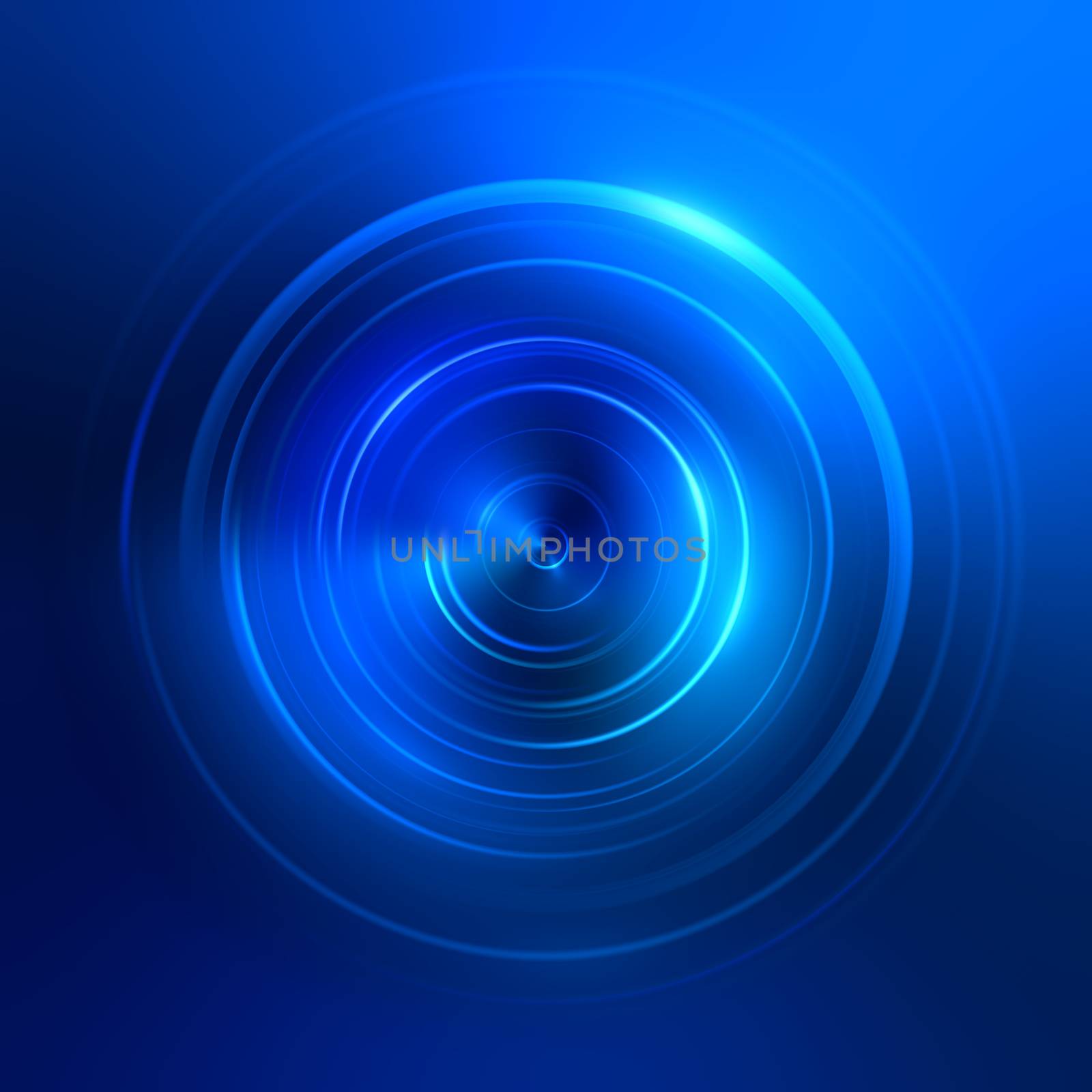 2d illustration of a blue light circles background