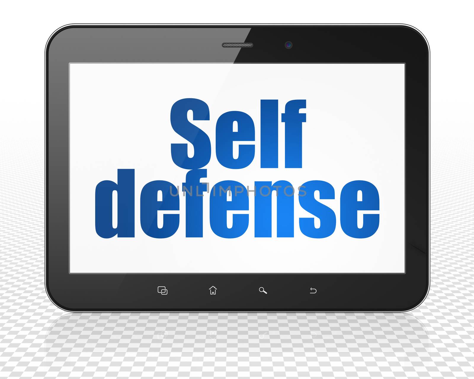 Safety concept: Tablet Pc Computer with Self Defense on display by maxkabakov