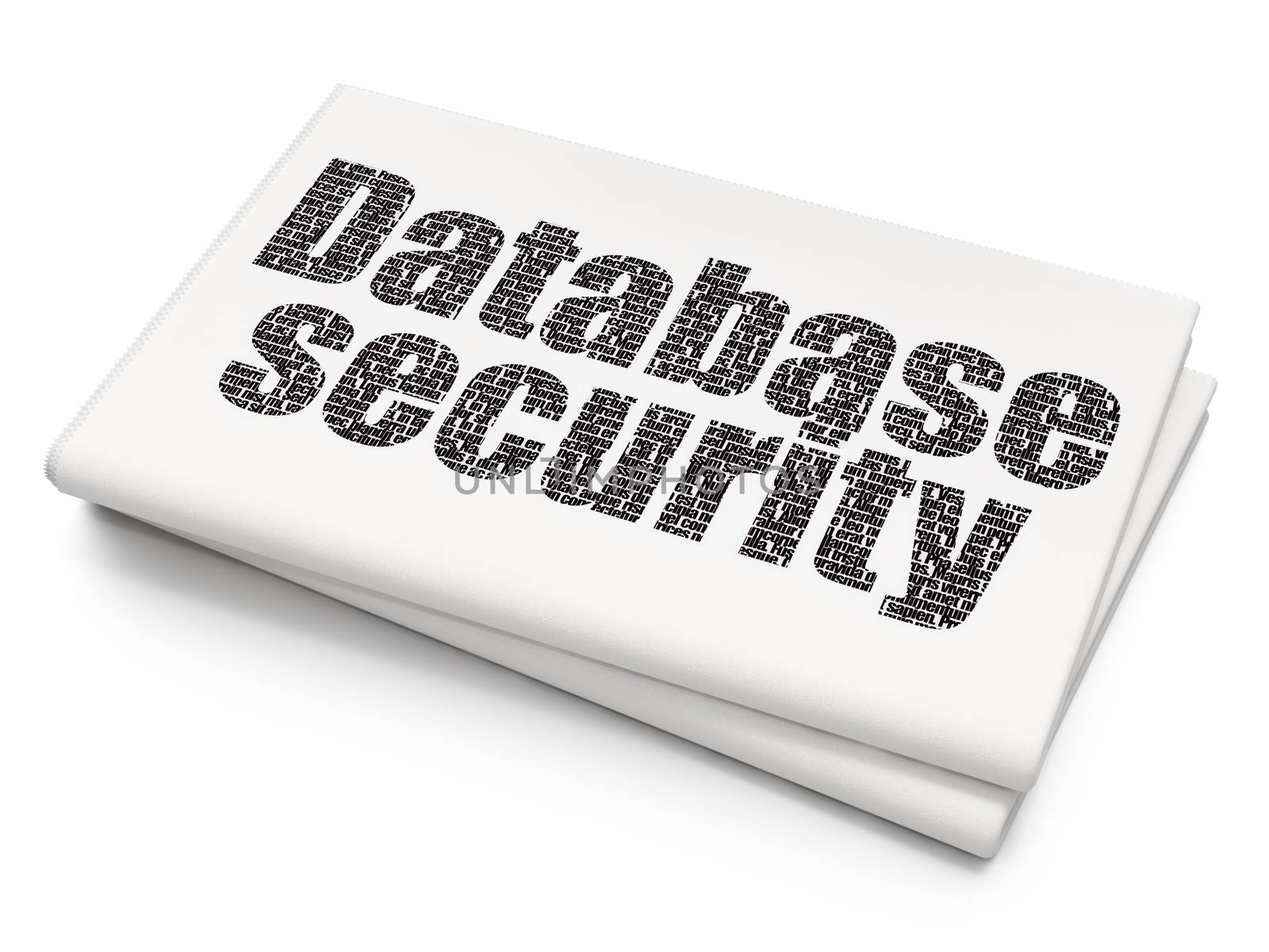 Privacy concept: Pixelated black text Database Security on Blank Newspaper background, 3D rendering