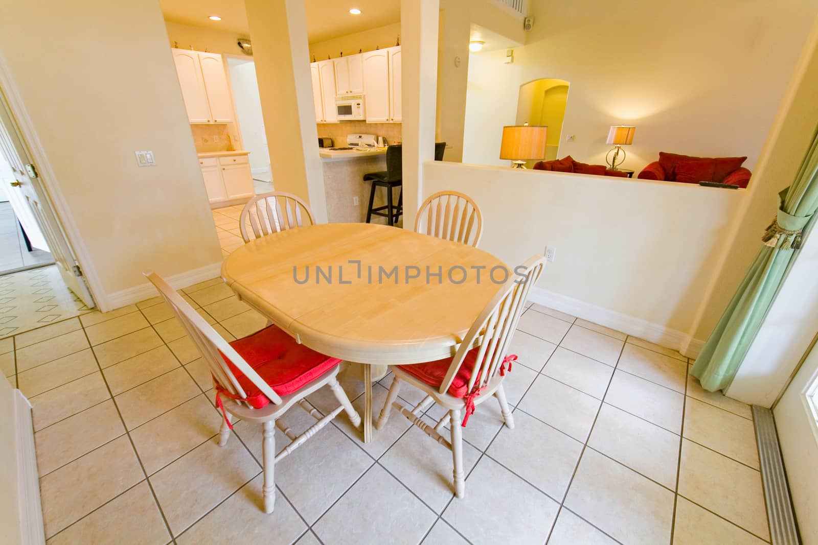 An interior photo of a breakfast room in a home