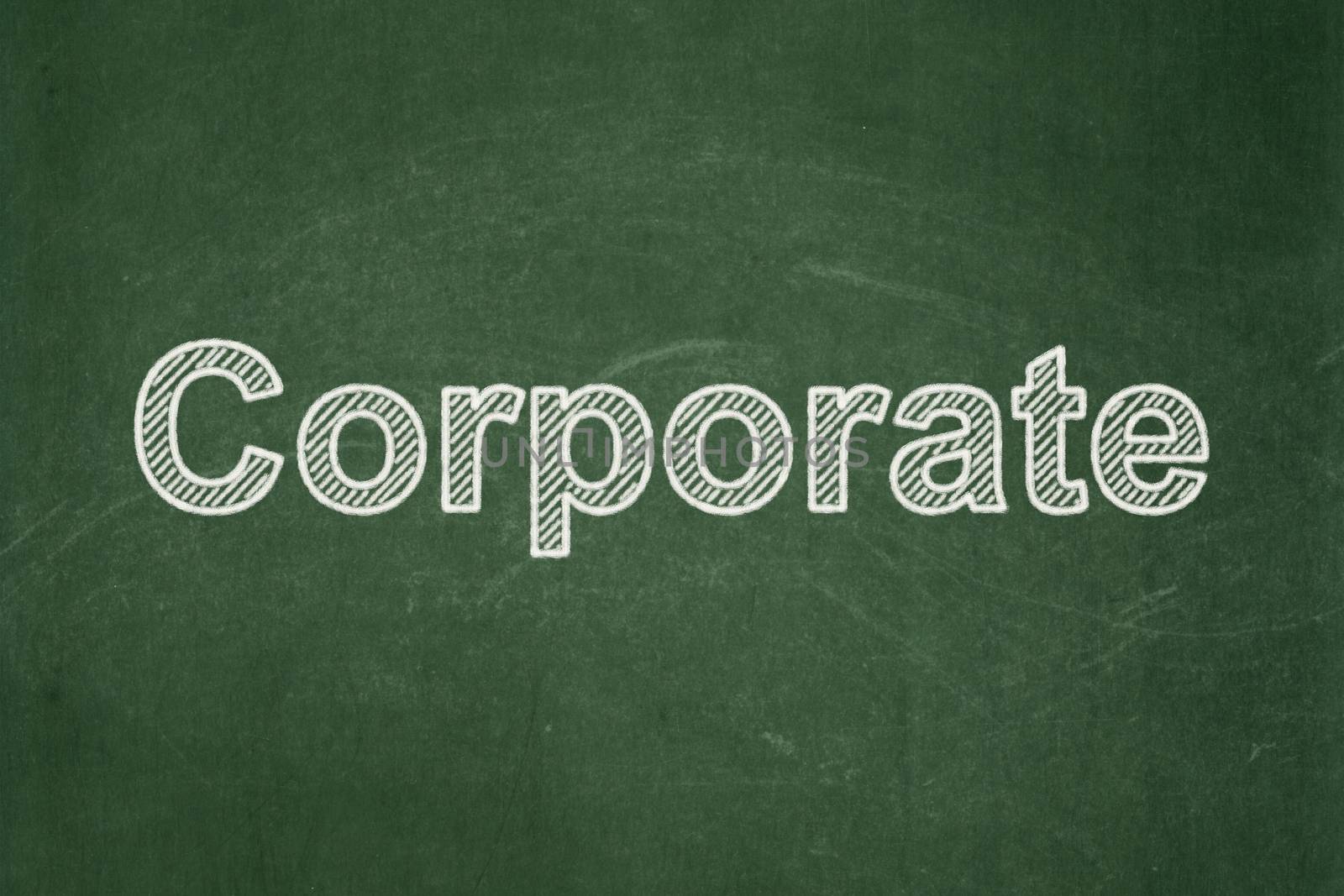 Finance concept: text Corporate on Green chalkboard background