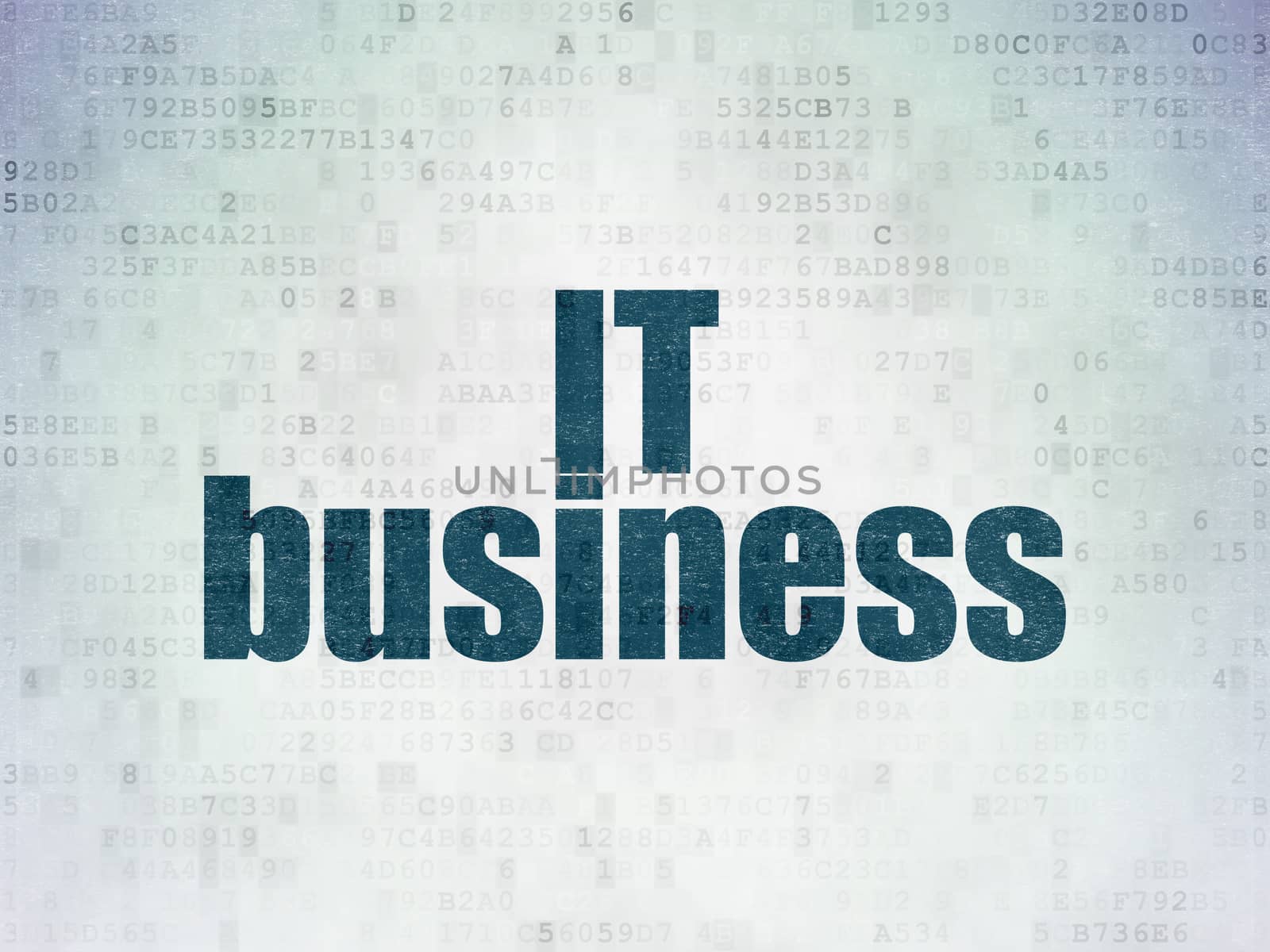 Finance concept: Painted blue word IT Business on Digital Data Paper background