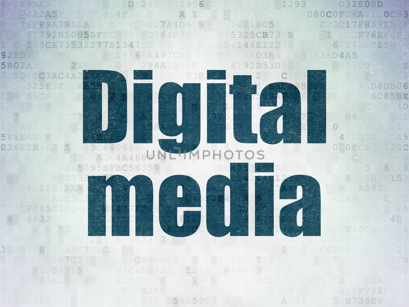 Marketing concept: Painted blue word Digital Media on Digital Data Paper background